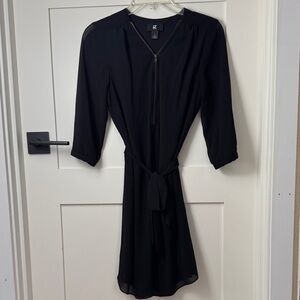 Iz Byer Black Three Quarter Sleeve Dress With a Belt
